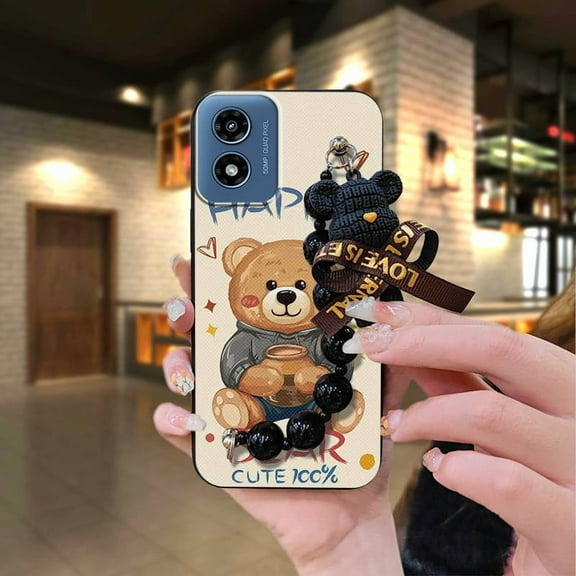 KBS-Phone Case For MOTO G Play 2024/4G/5G, Back Cover silicone protective case soft case cute Skin-friendly feel Black pearl pendant Simplicity Cartoon Dirt-resistant Waterproof