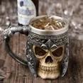 thumbnail image 3 of ZHAOCHENG Taza gótica con calavera 3D – Taza de acero inoxidable Seleton para bebidas, café, cerveza, zumo de sangre, taza para beber con armadura de calavera de guerrero vikingo medieval, decoración, 3 of 5