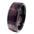 thumbnail image 2 of Tungsten Black Celtic Dragon Ring Red Carbon Fiber Mens Womens 8mm Wedding Band Fantasy Forge Jewelry, 2 of 3