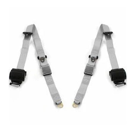 SafeTBoy Airplane 3 Point Gray Retractable Bucket Seat Belt Kit with Bracketry & 2 Belts for 1961-1966 Ford Truck