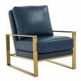 thumbnail image 2 of LeisureMod Jefferson Modern Leather Design Accent Armchair With Elegant Gold Frame Modern Living Room Armchair (Navy Blue), 2 of 7