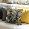 thumbnail image 3 of Fcxzi Elephant Sunflowers Letters Linen Pillow Case for Home Sofa Couch Decor 1 Pack 18x18in, 3 of 5