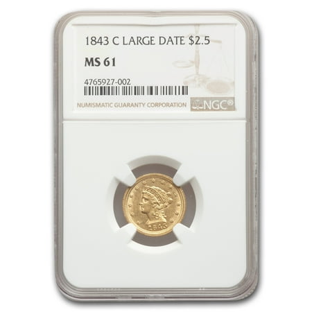 1843-C $2.50 Liberty Gold Quarter Eagle MS-61 NGC (Large Date)