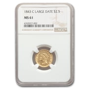 1843-C $2.50 Liberty Gold Quarter Eagle MS-61 NGC (Large Date)