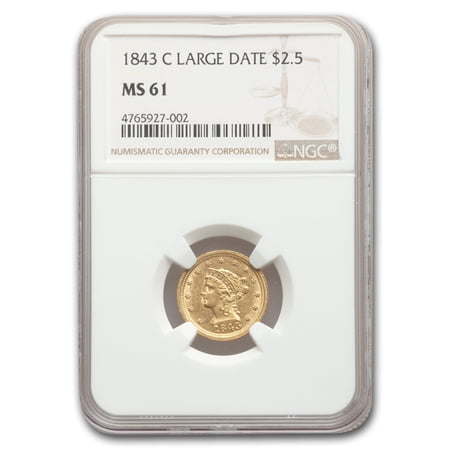 1843-C $2.50 Liberty Gold Quarter Eagle MS-61 NGC (Large Date)