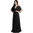 thumbnail image 5 of KOH KOH Long Bridesmaid Formal Short Sleeve V-Neck Full Floor Length Flowy Cocktail Summer Evening Wedding Guest Party Tall Maxi Dress Gown For Women Black X-Large US 14-16 NT026, 5 of 7