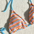 thumbnail image 7 of Karight Women's Terry Cloth Striped Triangle Bikini Set - Halter Neck & Side Tie Two Piece Swimsuit for Beach, 7 of 7