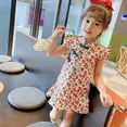 thumbnail image 2 of Bullpiano Toddler Girls Elegant Cheongsam Floral Dresses Kids Summer Chinese Style Party Dress 1-6T, 2 of 6