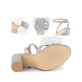 thumbnail image 2 of BLISSFUL STEP Glitter Heel Mesh Bow Block High Heel Sandal for Women Silver 10, 2 of 6