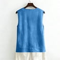 thumbnail image 6 of Qwertyu Cotton Linen Tank Tops for Women V Neck Button Down Shirts Lightweight Breathable Summer Casual Sleeveless Blouses 2026 Blue 2XL, 6 of 7