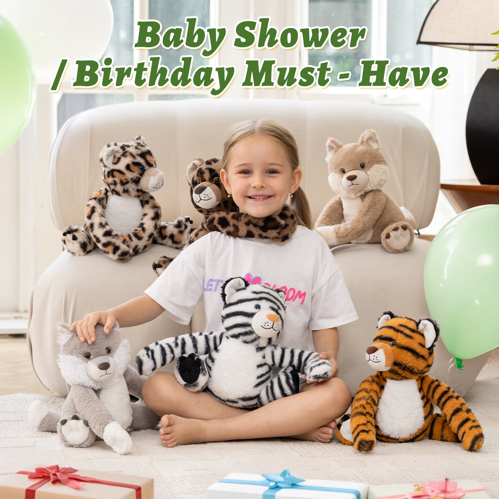 MorisMos Heatable & Coolable Tiger Stuffed Animals Set,Weighted Microwavable/Freezable Cuddly Stuffed Tiger Pair,Long-Arms Hugging Tiger Plush Toys