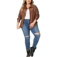 thumbnail image 2 of Agnes Orinda Plus Size Faux Leather Shirts for Women Long Sleeves Button Motorcycle Casual Jacket, 2 of 4
