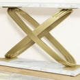 thumbnail image 6 of Tribesigns 55" Long Sofa Table, Modern Marble Console Table Behind Sofa Couch, Narrow Rectangular Entryway Table for Living Room, Office, Coffee Bar, Front Hall, Hallway, Balcony, Gold & White, 6 of 7