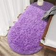 thumbnail image 7 of Junovo Oval Fluffy Area Rugs for Bedroom Plush Shaggy Carpet for Kids Room Bedside Nursery Mats, 2.6' x 5.3',Purple, 7 of 7