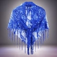 thumbnail image 2 of AWZXDE Women's Sequin Fringe Mesh Sparkly Tassel Sheer Cover-Up Shawl for Evening Party, Lightweight Glittery Net Bridesmaid Wrap Top Blue,One Size, 2 of 4