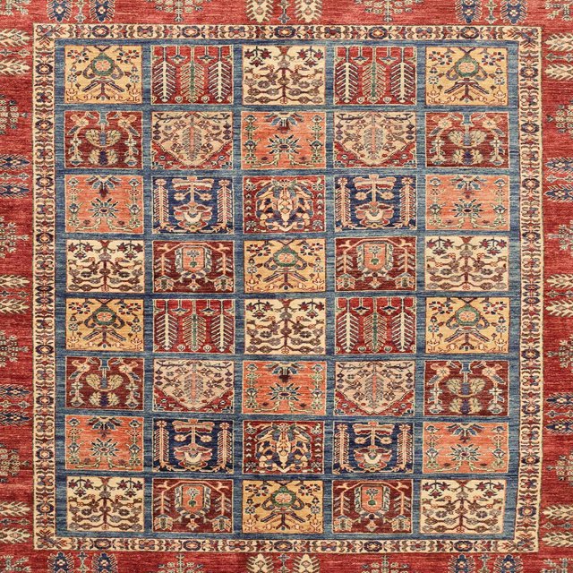 Ahgly Company Tapis d'Intérieur Carrés Abstraits Rouge Brique de Feu Abstrait, 8 Pieds Carré