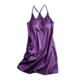 thumbnail image 4 of Nmnitkp Womens Nightdress Built-In Bra Satin Nightgown Scoop Neck Adjustable Crisscross Back Spaghetti Strap Mini Sleep Dress Silky Loungewear for Summer Bedroom Spa Honeymoon Indoor Relax Wear, 4 of 7