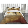 thumbnail image 2 of Ambesonne Beach Quilted Coverlet 3 Pcs, Sunset Caribbean Palms, Queen Size, Dark Orange Pale Blue, 2 of 4