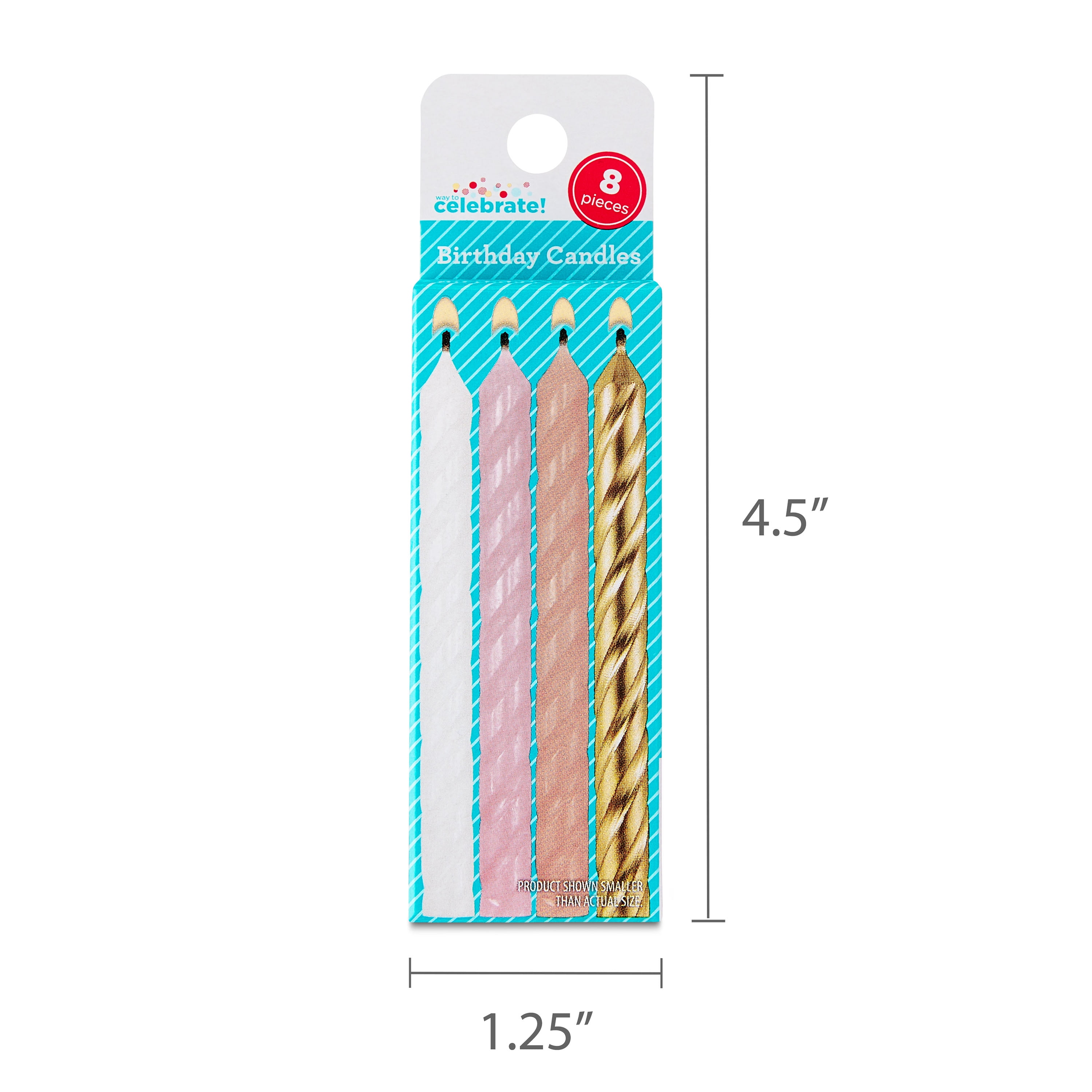 Assorted Color Spiral Birthday Candles, 8 Count, by Way To Celebrate