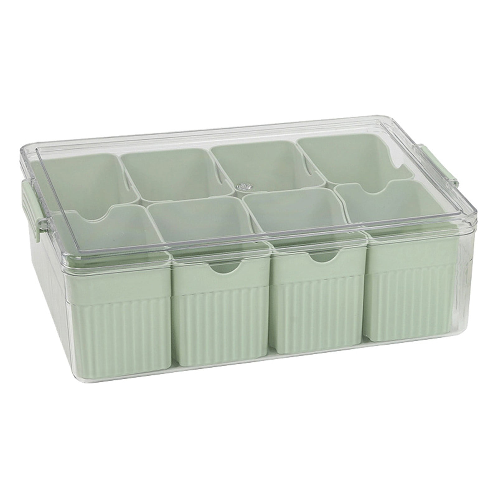 Huayishang Storage Box, Kitchen Essentials Clearance Sale Kitchen Refrigerator Meat Vegetable Cooked Food Storage Dedicated Transparent Detachable Lid Four-Grid Storage Box