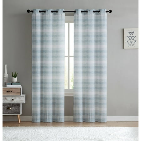 Vcny Home Stripe Sheer South Hampton Grommet Top Window Curtains