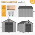 thumbnail image 4 of Sunmthink 9.7' x 7.9' Outdoor Storage Shed, Resin Storage Shed 605 cu ft, w/Lockable Double Door & Air Vent for Backyard, 4 of 8