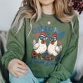 thumbnail image 3 of 4th of July Sweatshirt - Chicka Boom Boom Funny Chicken Graphic Pullover with Fireworks & USA Glasses - Patriotic Farm Animal Shirt, 3 of 7