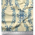 thumbnail image 1 of Soimoi Rayon Fabric Floral & Ogee Damask Printed Fabric 1 Yard 56 Inch Wide, 1 of 1