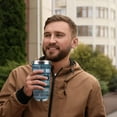 thumbnail image 6 of Best Dad Ever Insulated Vacuum Tumbler with Lid, Father''s Day Birthday Gifts for Men Papa Grandpa, To My Dad Wood Grain Stripes Stainless Steel Double Wall Cup, 20oz Travel Detachable Straw Mug, 6 of 6