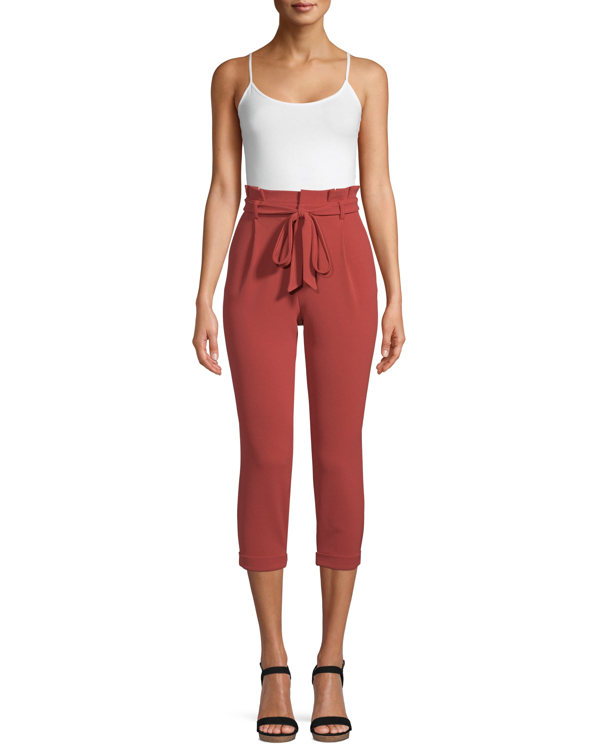 tied paperbag waist skinny pants