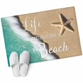 thumbnail image 2 of Life Is Washable Small Entryway Area Rugs 2'x3', Better at The Beach Ocean Seaside Starfish Teal Beige Low Pile Throw Rug Non-Slip Sturdy Edge Binding Carpet for Front Door Floor Room Entry, 2 of 9