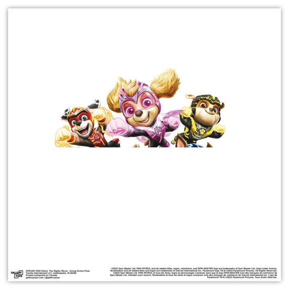Gallery Pops Nickelodeon PAW Patrol: The Mighty Movie - Group Action Pose Wall Art, Unframed Version, 12" x 12"