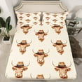 thumbnail image 2 of Castle Fairy Teens Women Men Animal Highland Cow 3Pcs Twin Sheet Sets,Western Style Twin Fitted Sheet,Farmhouse Animal Breathable Flat Sheet,Lightweight Room Decor, 2 of 7