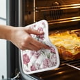 thumbnail image 3 of Pink Floral Pot Holders for Kitchen Heatproof Potholder, 2 Pack Spring Summer Modern Flower Leaf Hot Pads Multipurpose Oven Pads Cloth Potholders Trivet for Cooking and Baking, 3 of 8