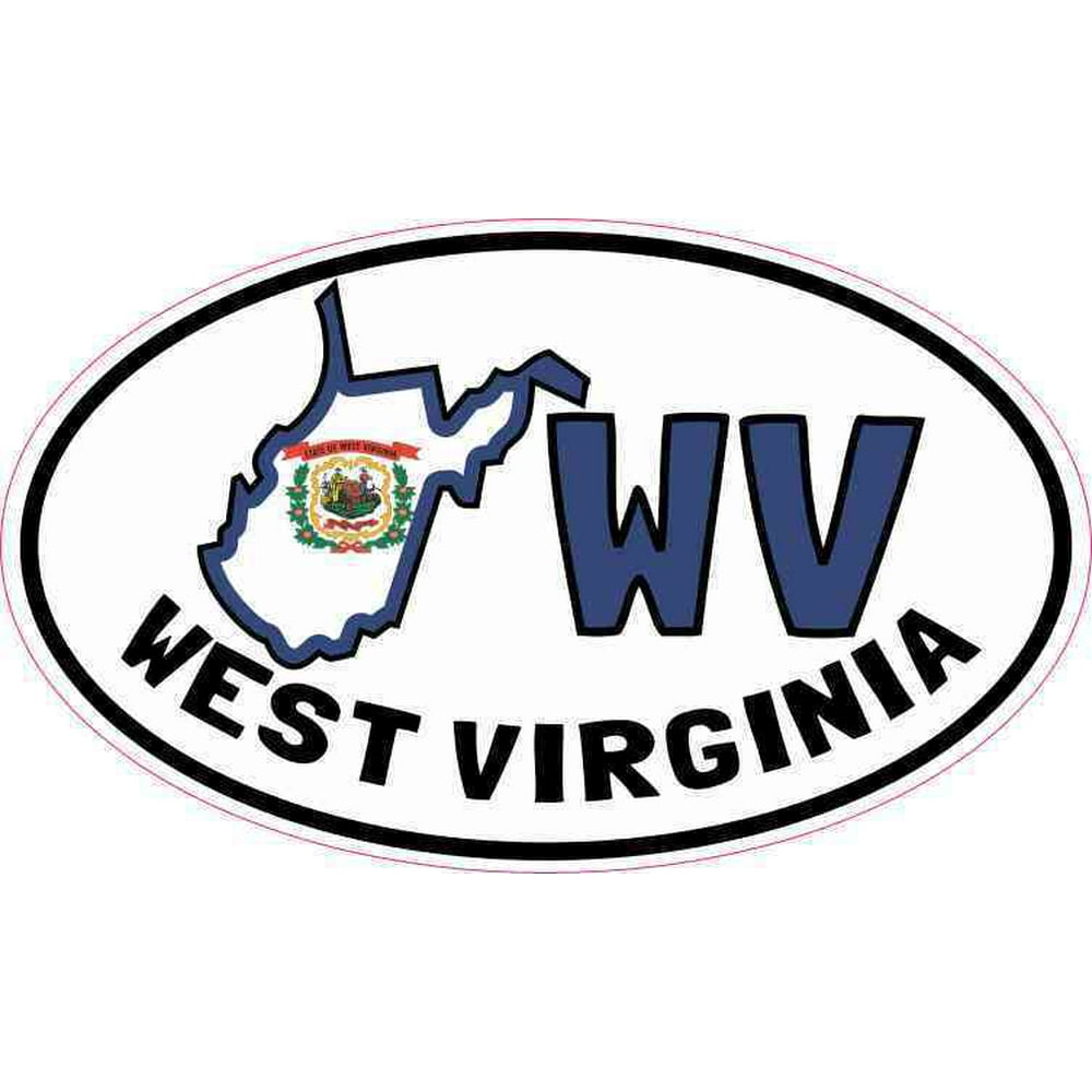 5in x 3in Oval WV West Virginia Sticker Car Bumper Decal Luggage