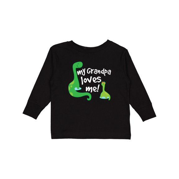 Inktastic My Grandpa Loves Me Dinosaur Boys Long Sleeve Toddler T-Shirt