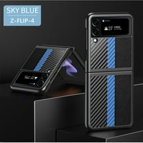 Dteck case for Samsung Galaxy Z Flip 4,Shockproof Carbon Fiber Pattern Hard PC Case Slim Lightweight Cover for Galaxy Z Flip4 5G,Skyblue