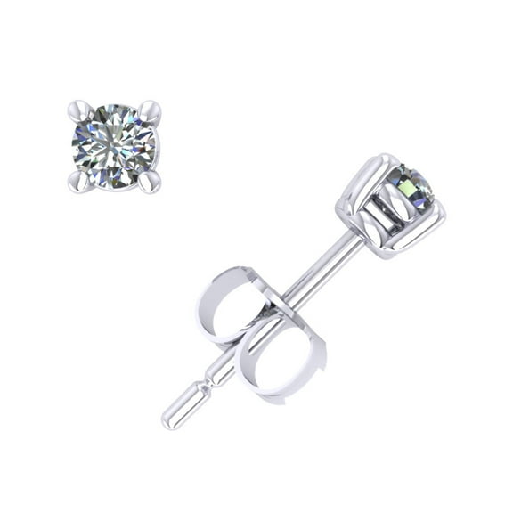 Natural 0.10Ct Round Cut Diamond Basket Stud Earrings 18k White Gold Prong I SI2