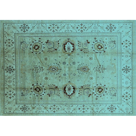 Ahgly Company Indoor Rectangle Oriental Light Blue Industrial Area Rugs, 8' x 12'
