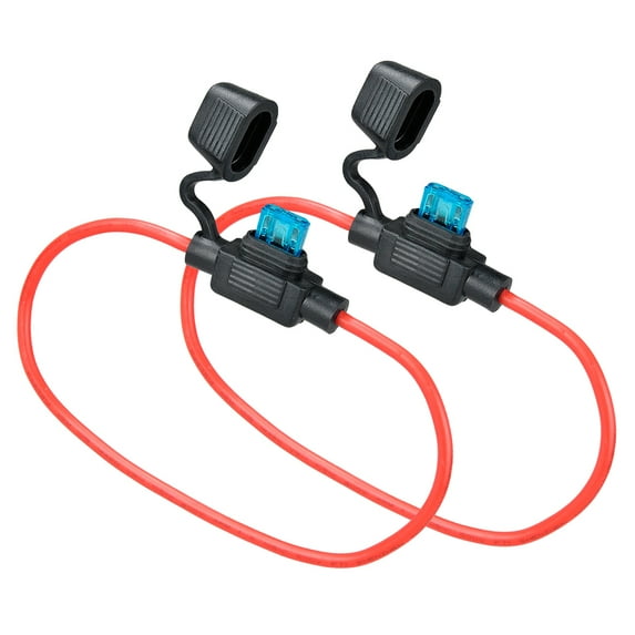 E-TING 2 Set Mini Blade Fuse Holder 14 Gauge Waterproof Pigtail Inline Fuse Holder with 15A ATM Fuses