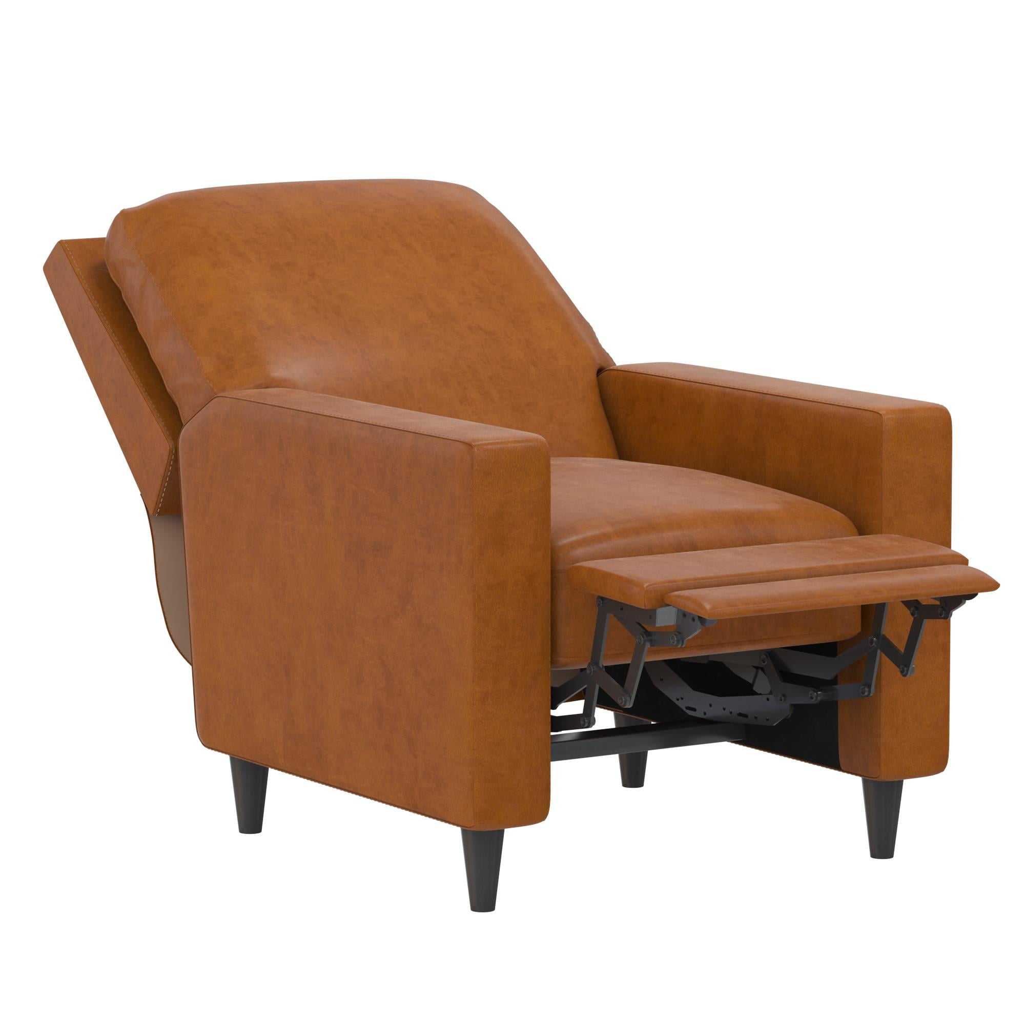 Novogratz Lana Pushback Recliner Camel Faux Leather Walmart