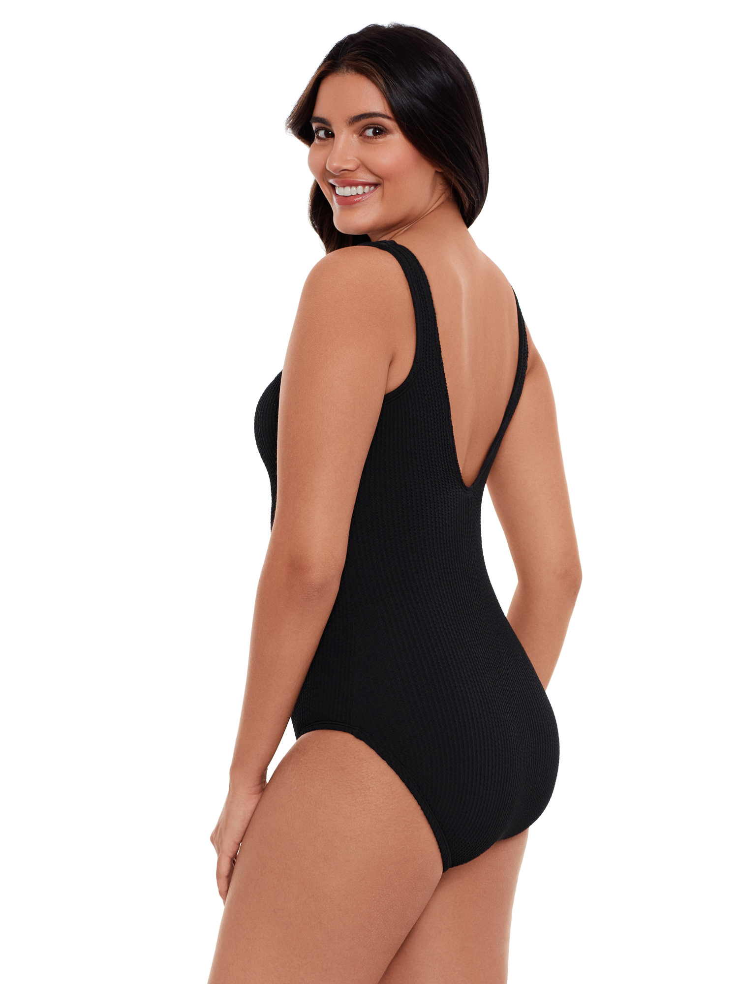 Time and Tru Women's and Women’s Plus Size Solid Crinkle One Piece Swimsuit - image 7 of 10