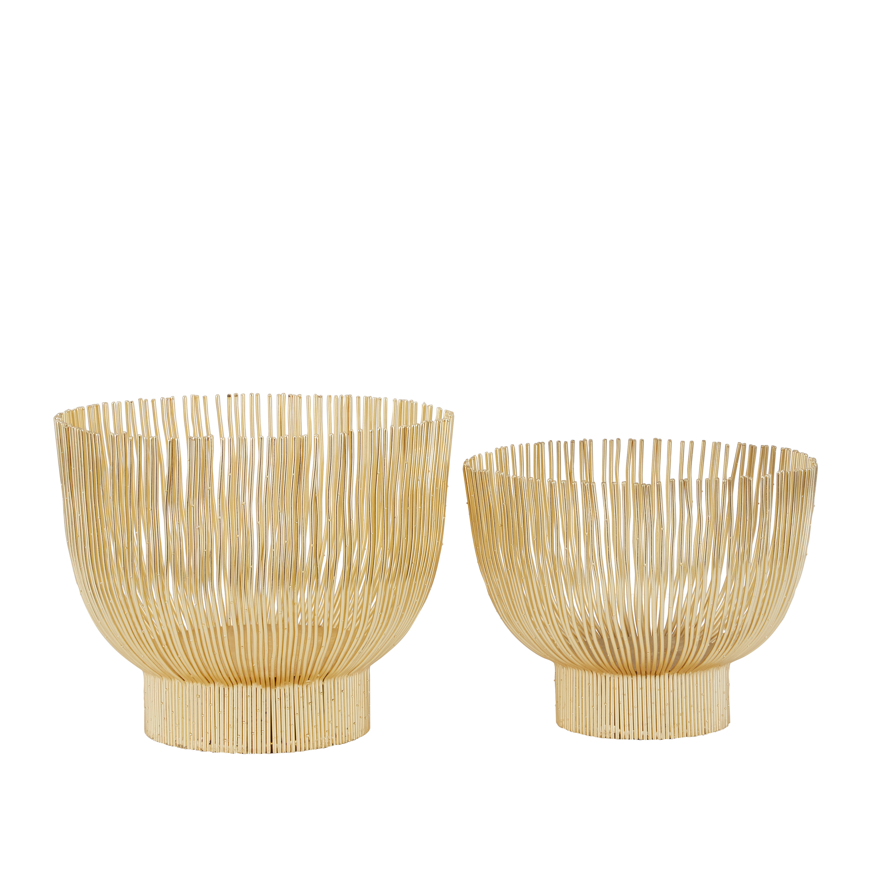 DecMode 11", 10"H Round Gold Metal Decorative Bowl, Set of 2