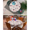 thumbnail image 6 of Independence Day Blue Red Butterfly Fitted Round Tablecloths Elastic Edged Table Covers 36"-44",Patriotic Star on Burlap Linen Waterproof Dining Room Table Cloth for Kitchen Holiday Party Tables, 6 of 6