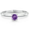 thumbnail image 2 of Gem Stone King 14K White Gold Purple Amethyst Solitaire Engagement Ring for Women (0.25 Cttw, Round 4MM, Gemstone February Birthstone, Size 8), 2 of 5