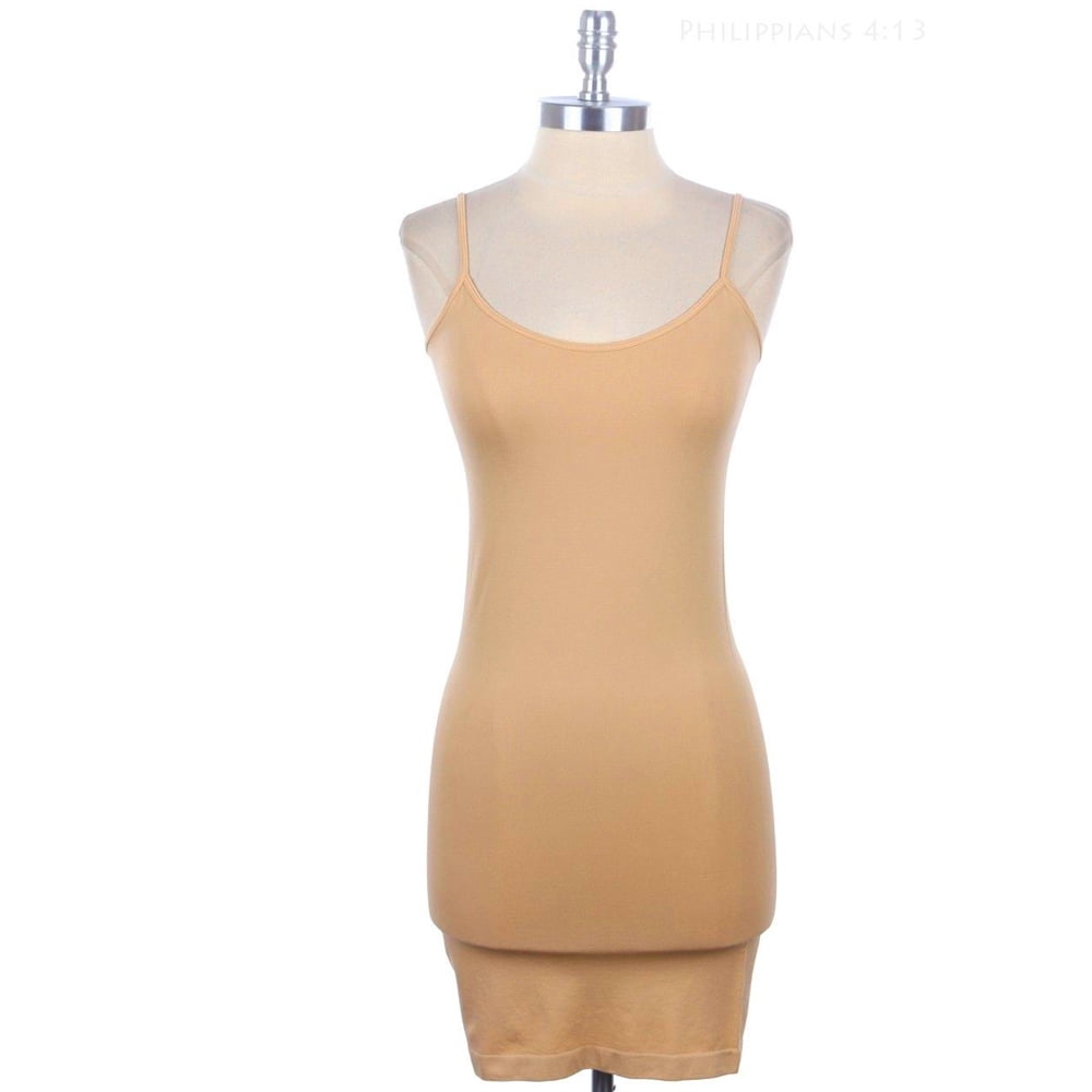 Extra Long Seamless Tunic Dress Slip Camisole Layering Tank Extra Long Seamless Tunic Dress Slip Camisole Layering Tank