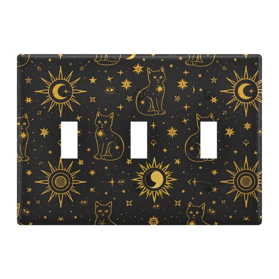 Light Switch Cover Golden Edged Cat Plates Faceplate Decorative Switch Plate for Bedroom Home Decor