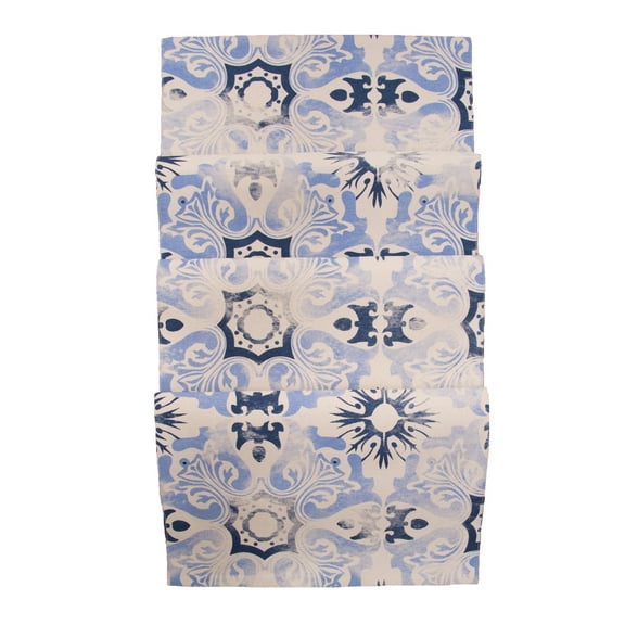 Blue Tile Kitchen Table Runner 13" x 72"