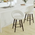 thumbnail image 5 of Merrick Lane 24" Cappuccino Brown Wood Bar Counter Stool, White Upholstered Seat, 5 of 15