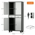 thumbnail image 7 of Aobabo Metal Storage Cabinet with 2 Drawer and Locking Doors,Rolling Garage Cabinet with Wheels and Pegboard,Lockable Steel Tool Cabinet for Garage, Office, Kitchen Assembly Required (Black Gray), 7 of 7